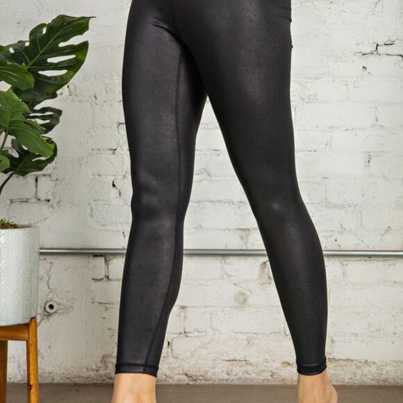 Spanx Compression Leggings, Wide Waisted Faux Leather Yoga Pants for Women - Picture 5 of 11